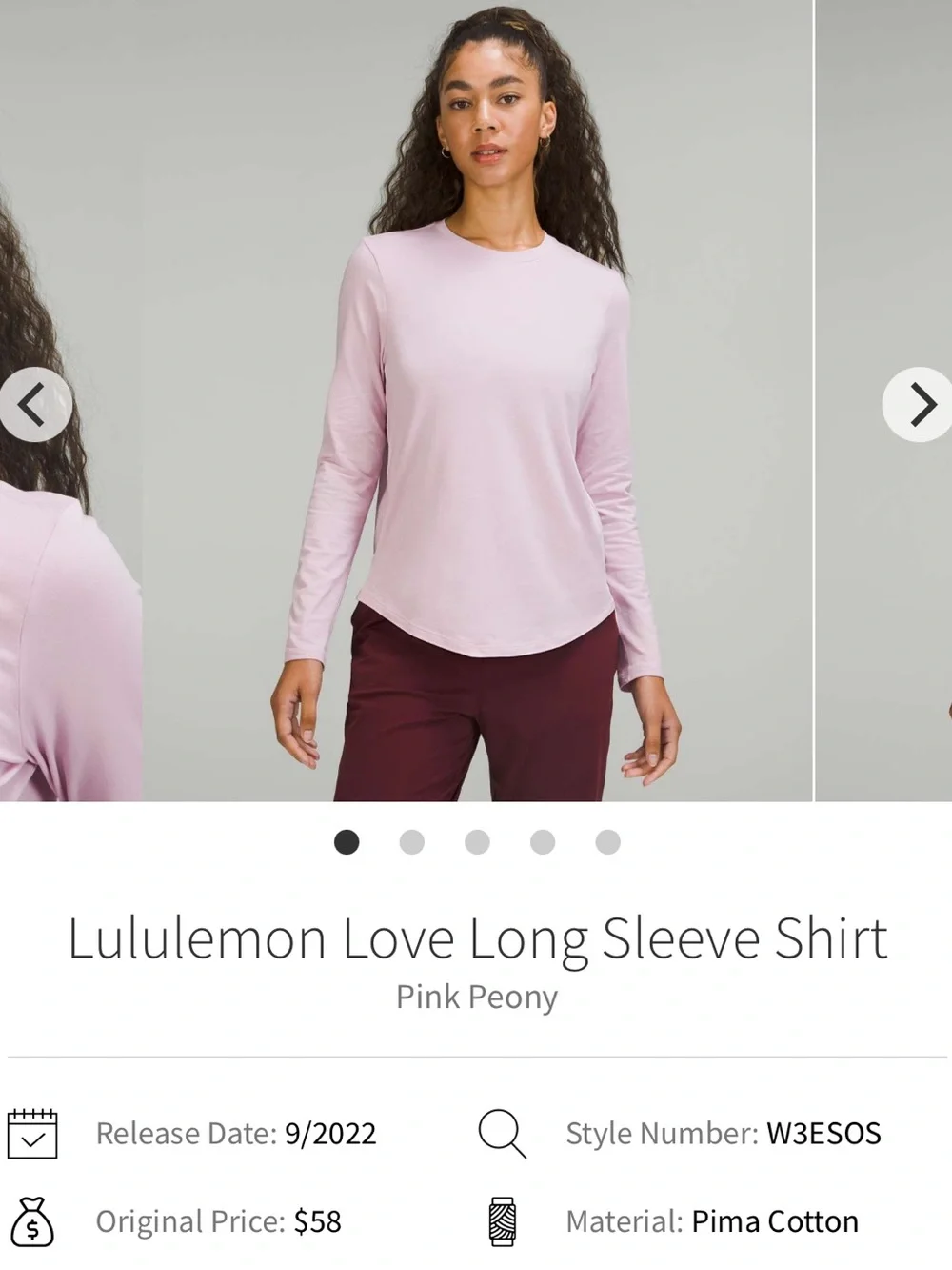 Like New - Lululemon Love Long Sleeve Shirt in Pink Peony (18)